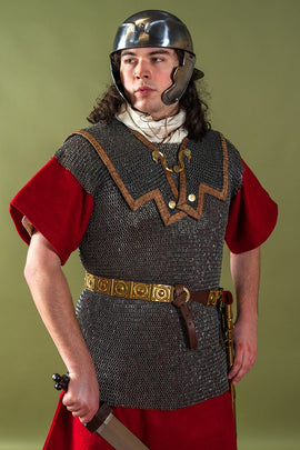 Romeinse lorica hamata, gemixt platte ringen - ronde klinknagels, 9 mm