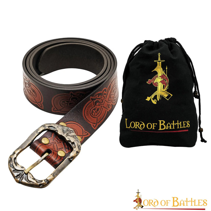 Wikinger Gürtel mit Drachen, 130 cm, braun