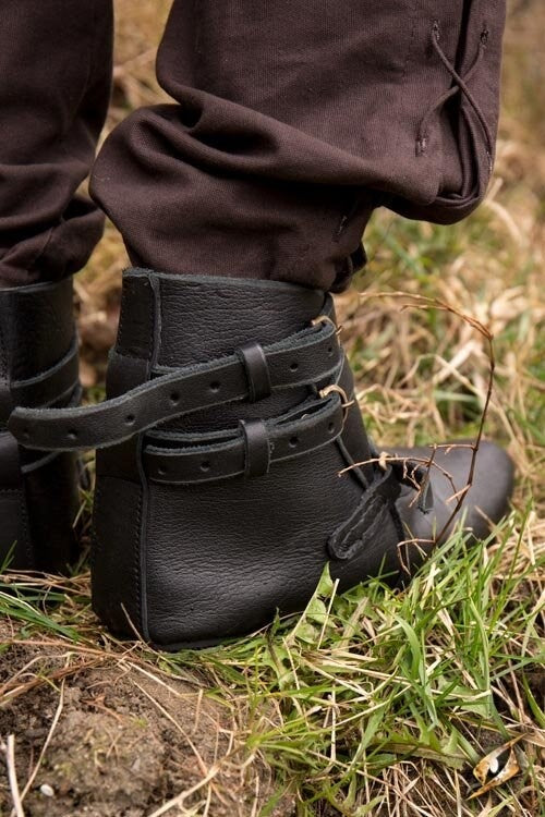 Botas medievales de tobillo Godfrey, negras