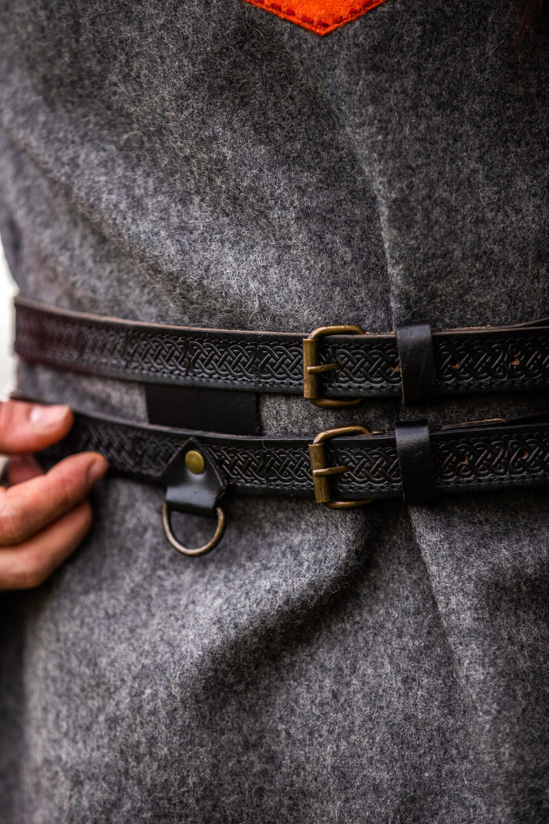 Cinturón vikingo doble Floki, negro