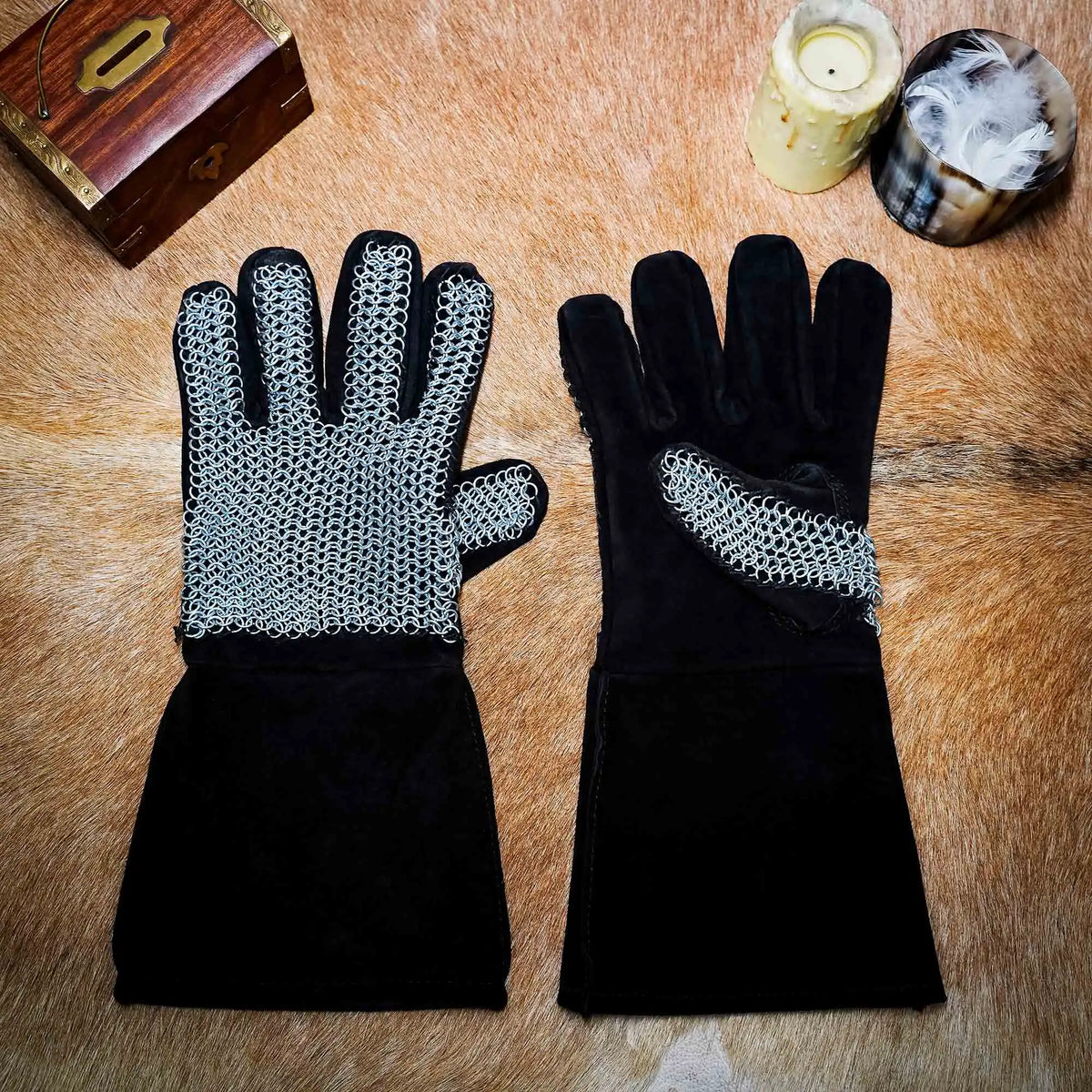 Kettenhandschuhe, unvernietet, runde Ringe