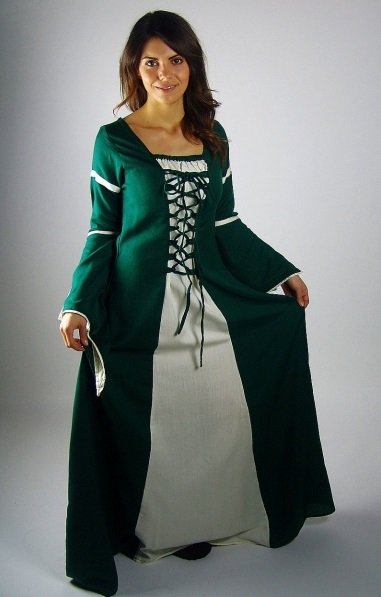 Dress Eleanora green-white