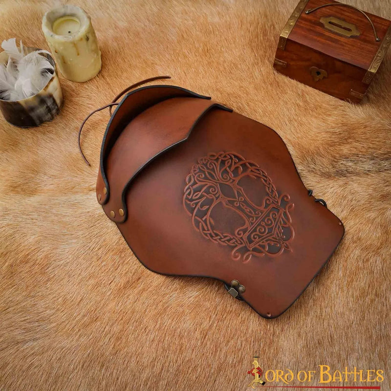 Pauldron de cuero Yggdrasil Mjolnir, verde