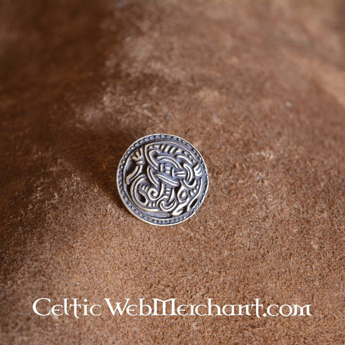 Adorno redondo de cinturón de Hordaland, zamak plateado