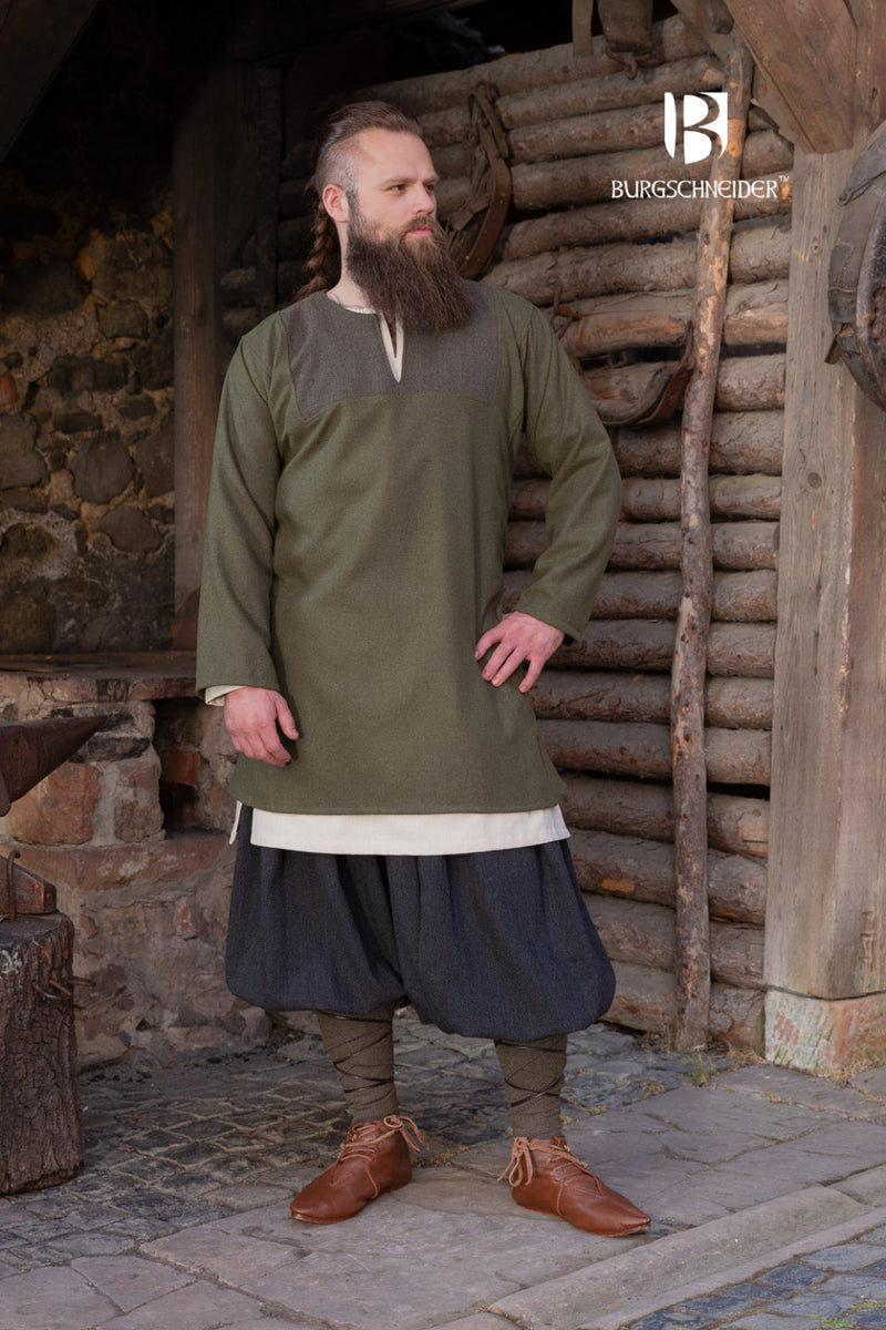 Rusvik Tunique viking Szimon, olive, mélange de laine