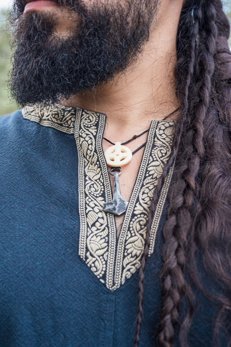 Keltisk tunika, korte ærmer, mørkeblå