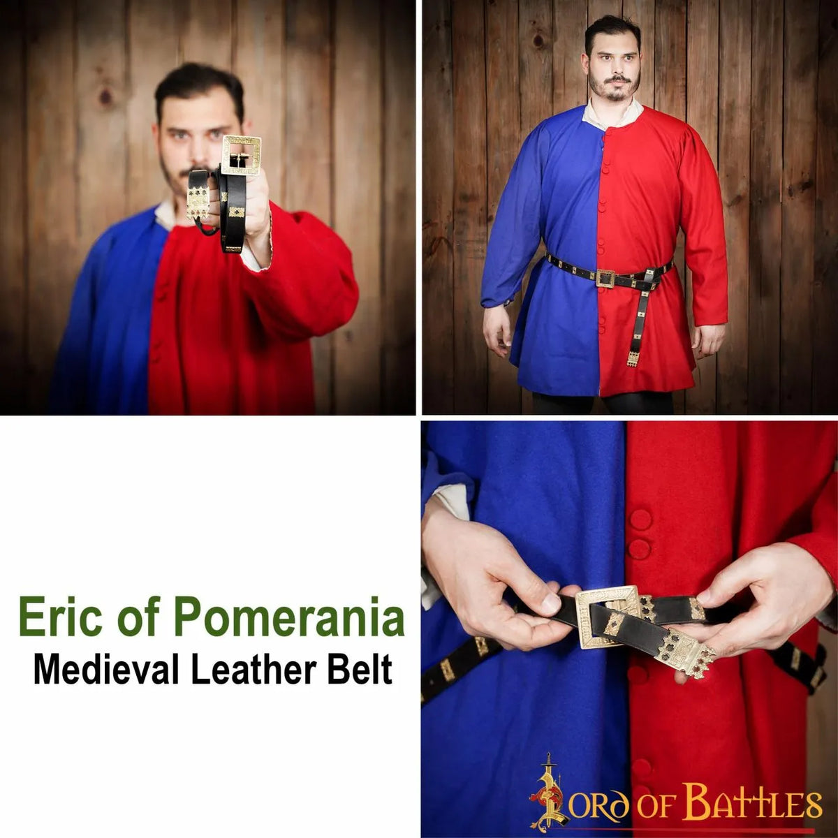 Cintura medievale Erik di Pomerania, nera, 130 cm