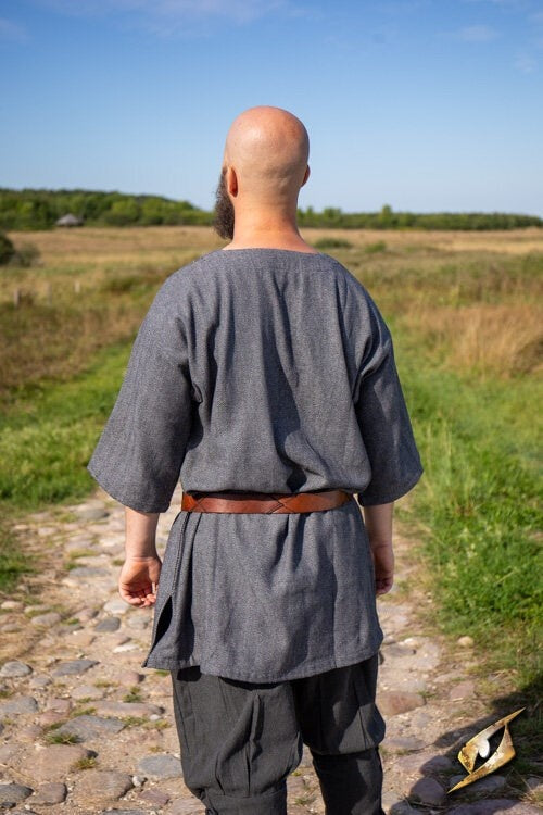 Tunique viking Arvis, motif en arête de poisson, Storm gris