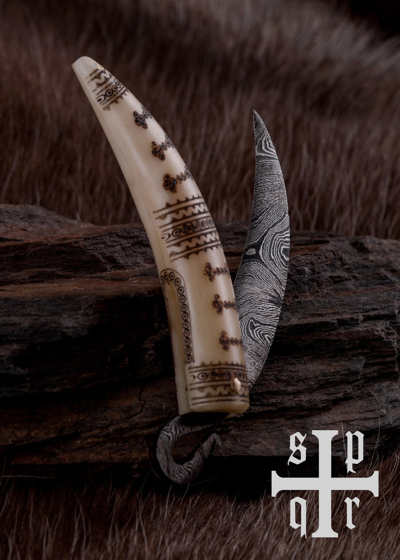 Viking vouwmes damascus, semi-scherp