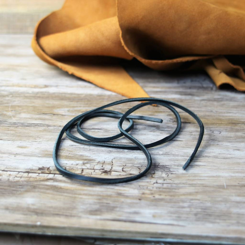 Lederschnürriemen schwarz, 130 cm