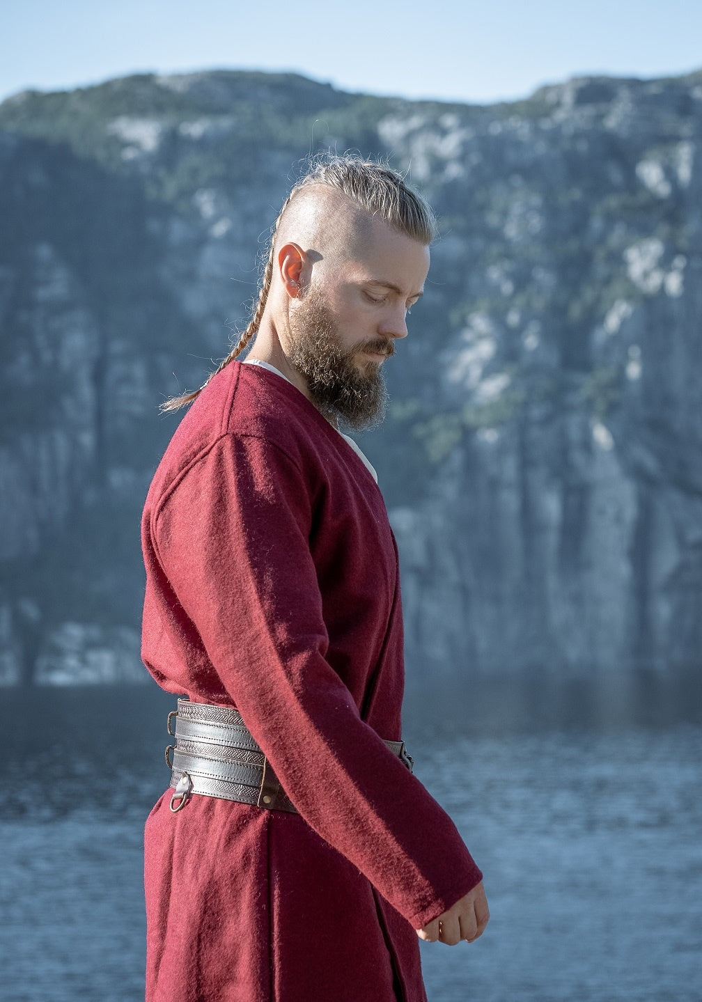 Kaftan Gustav, czerwony, mieszanka wełny