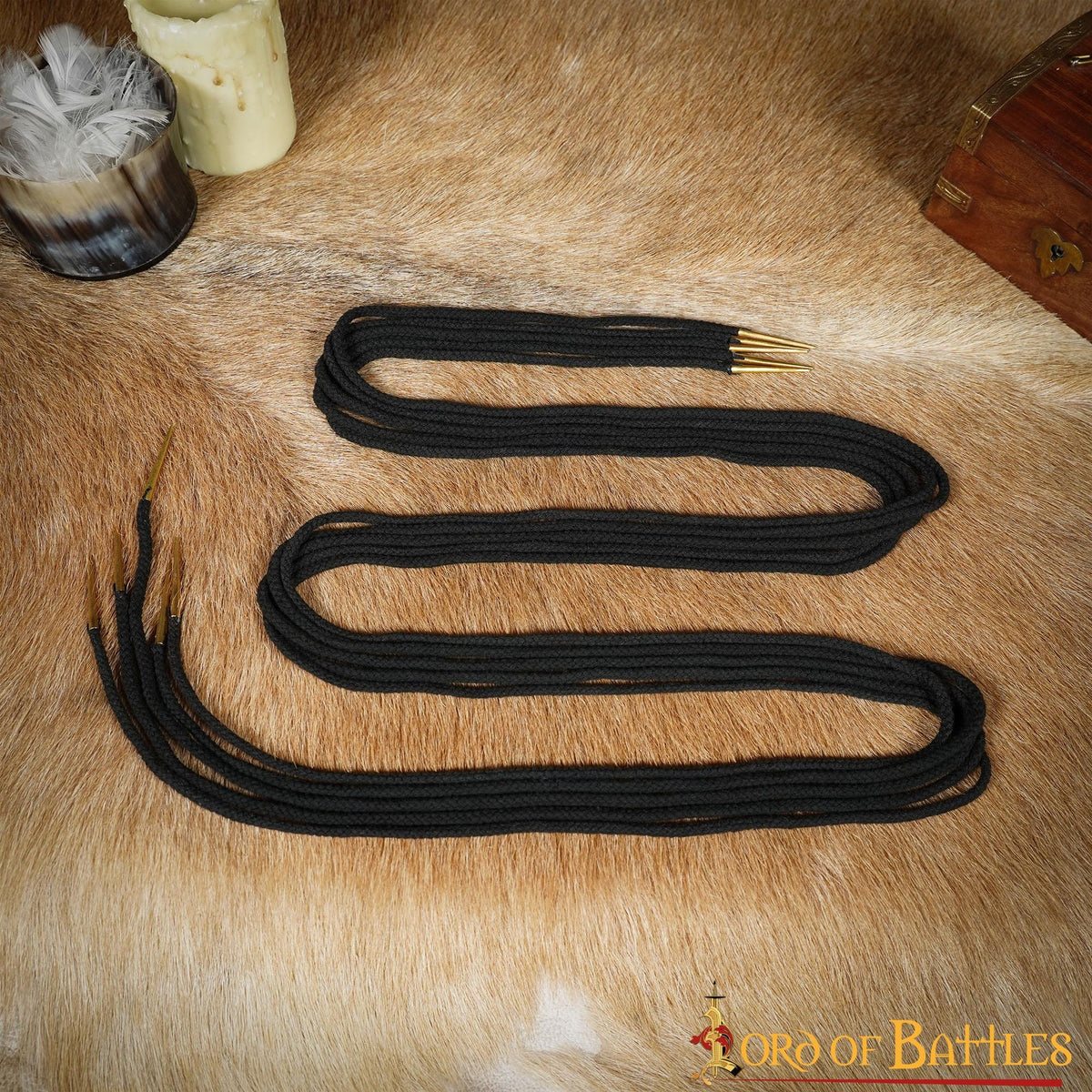 Snørebånd med agletter, 150 cm, sæt med 5, sort