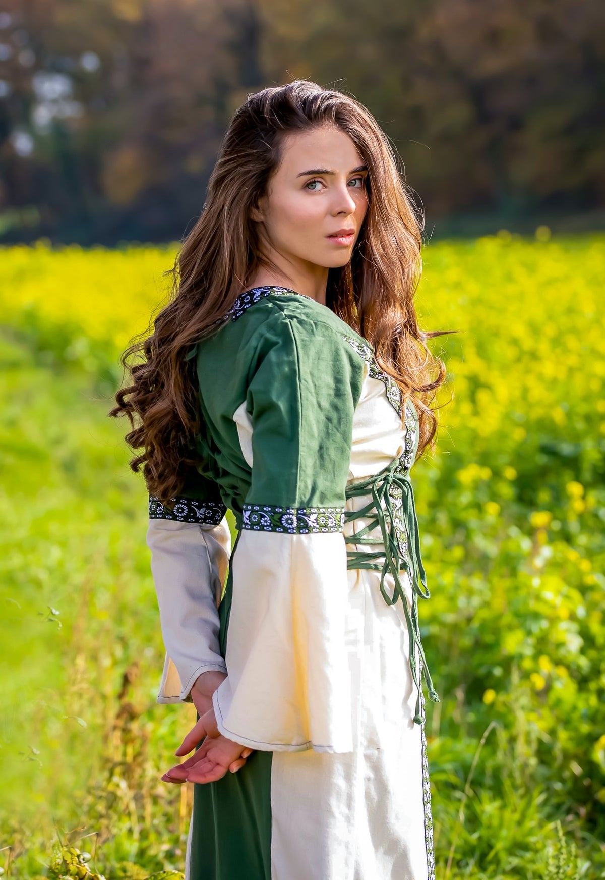 Jurk Cleena groen-wit