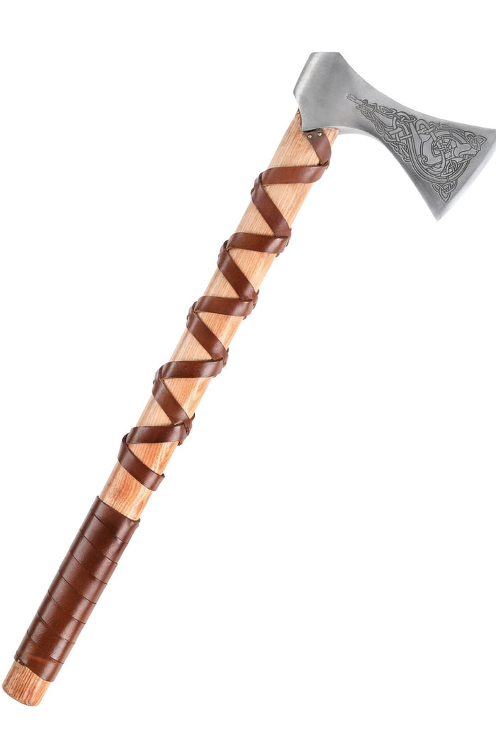 Viking bijl, type K, gegraveerd, semi-scherp