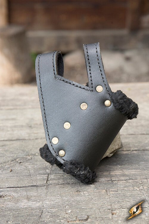 Uchwyt na miecz LARP z obszyciem futrem, skóra, leworęczny