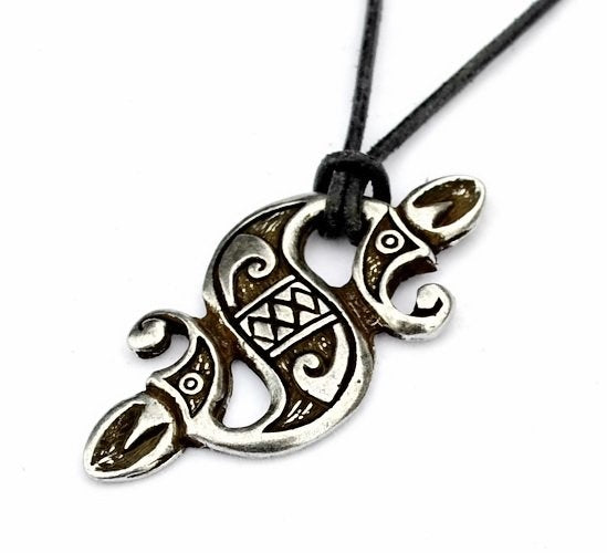 Celtic sea horse pendant, silvered, zamak