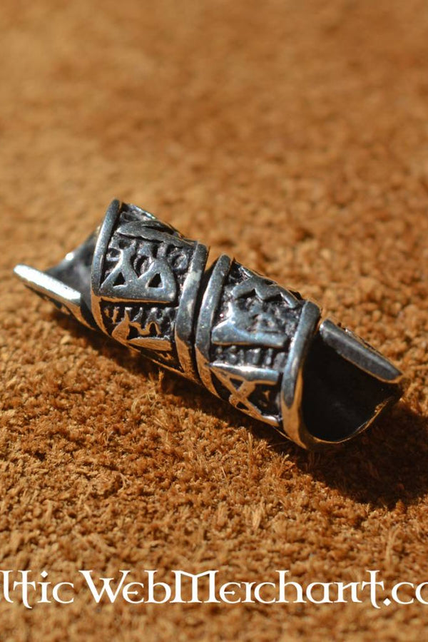 Beard bead with runic inscription, sterling silver