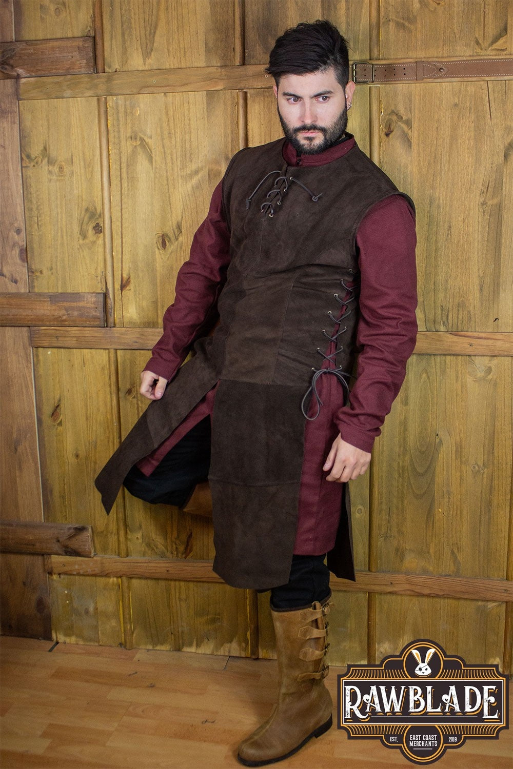 Tabard John ze skóry dwoinowej – brązowy