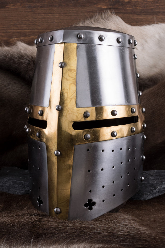 Helmet knight templar with brass cross, 1.6 mm