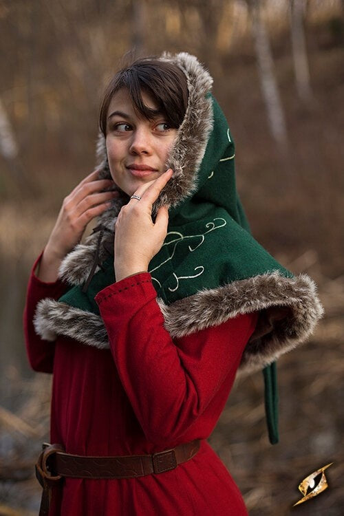 Gugel mit Pelzrand Gisla, grün