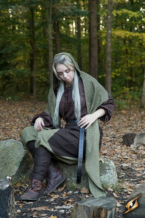 Spodnie renesansowe Raphael, brązowo-zielone