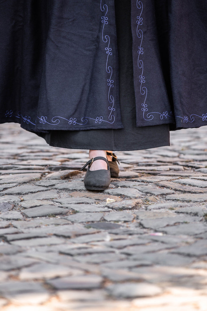 Mantello ricamato Damia, blu, misto lana