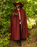 Medieval cloak Harun, burgundy red