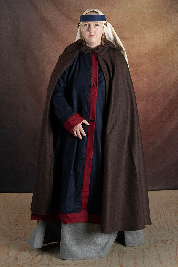 Middelalderlig kappe Karen, uldmix, brun