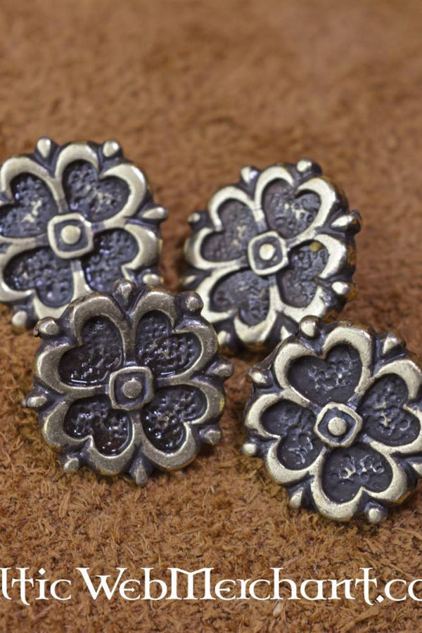 Belt fitting rose (set of 5), 16th century, bronze