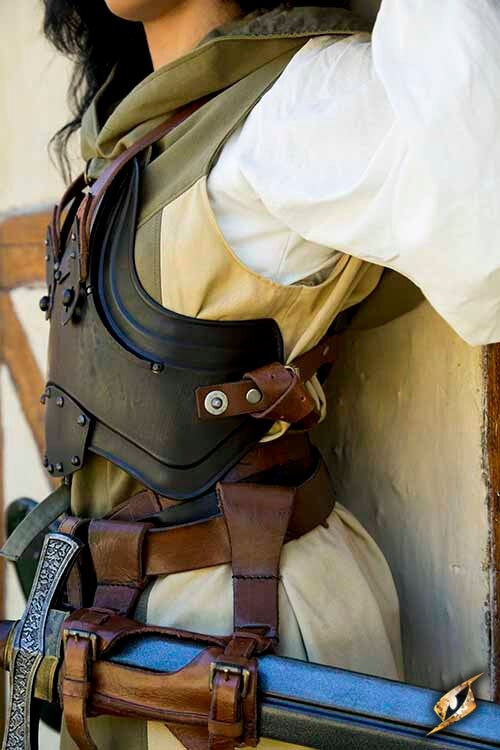 Merc stål-læder brystpanser, bronzeret, 1 mm