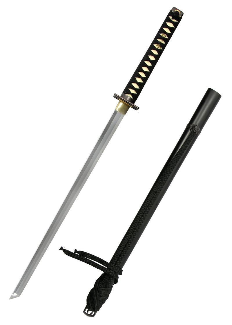 Katana ninja z białą samé, tępa (bojowa)