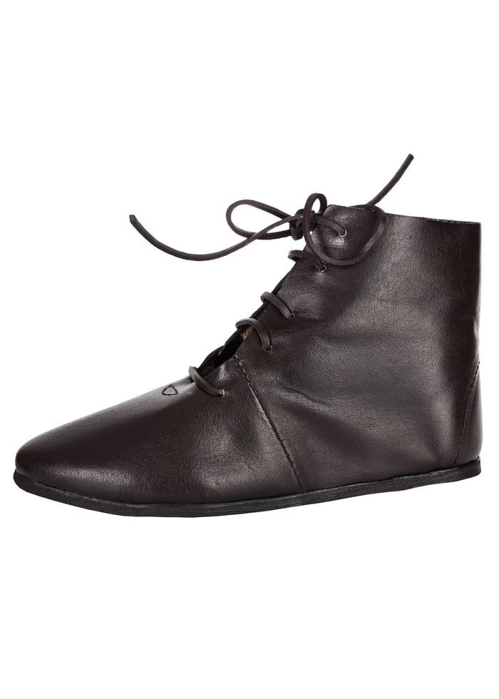 Enkellaarzen met schoennagels, middeleeuws, bruin