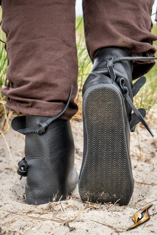Zapatos vikingos Jorvik con suela de goma, negros