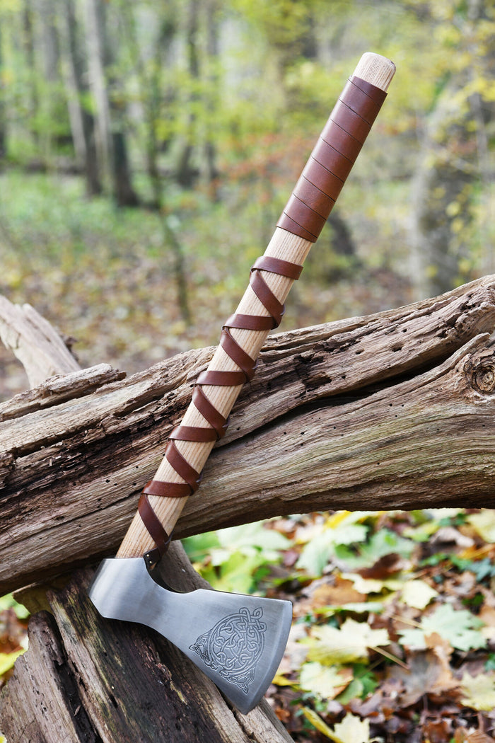 Viking axe, type F, engraved, semi-sharp