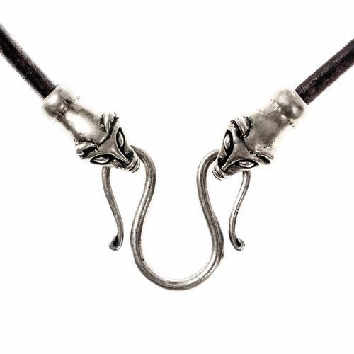 Collier viking avec belettes, noir, cuir