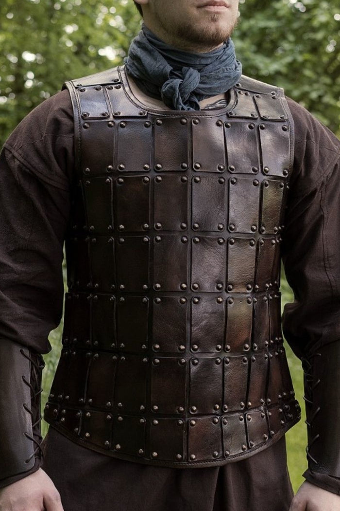 Leather medieval brigandine, brown