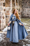 Middelalderlig kappe Mila, uldmix, blå