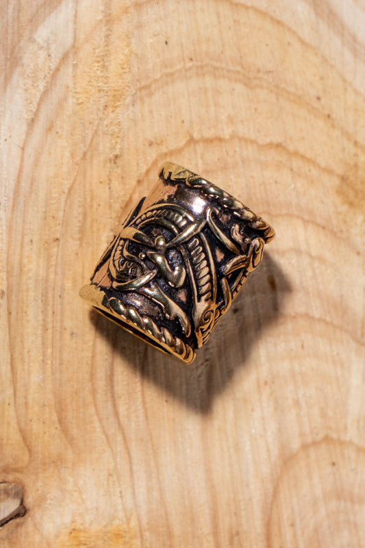 Wikinger Bartperle mit Drachenmotiv, Bronze