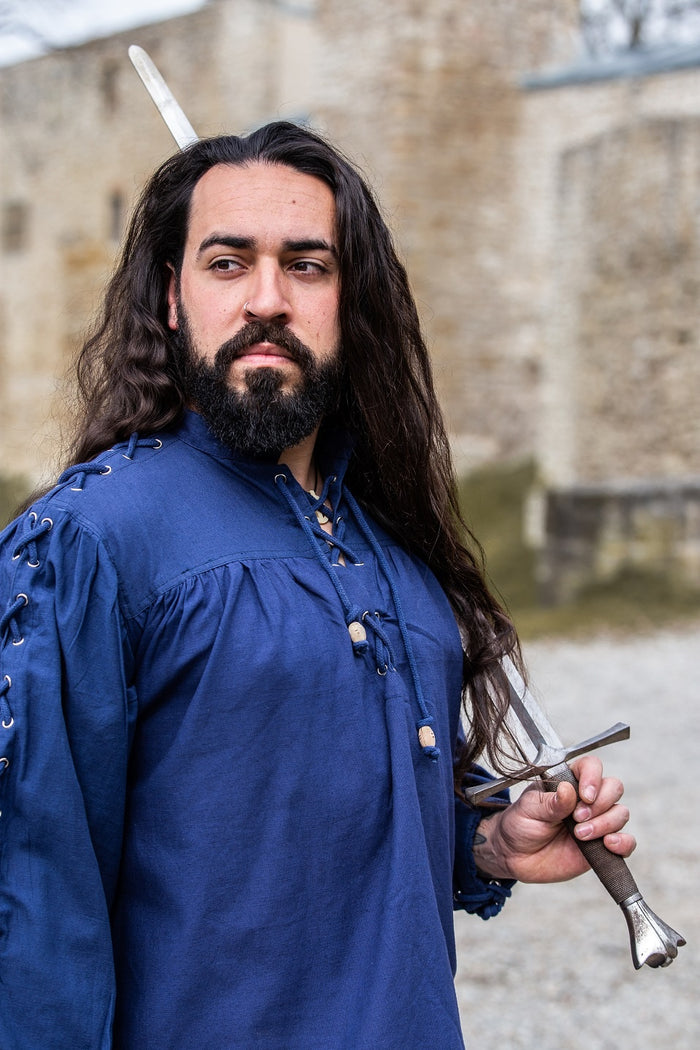 Pirat skjorta med snörning, blå