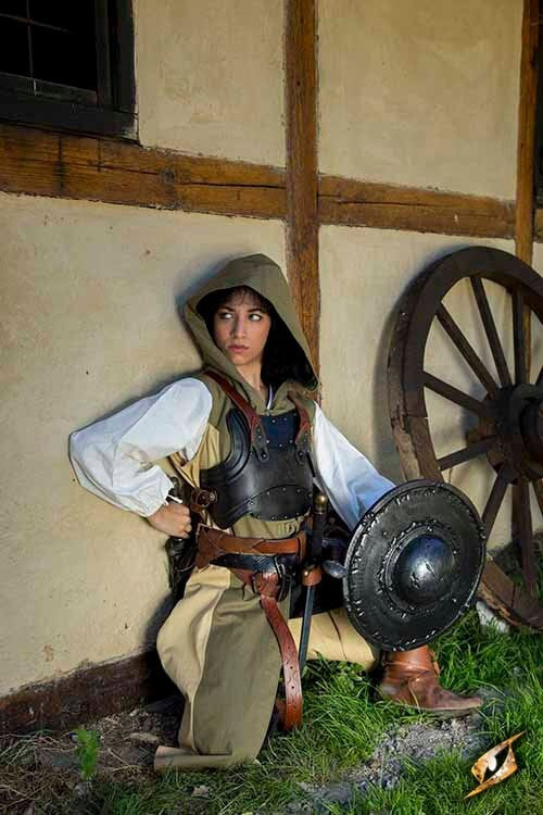 Merc stål-læder brystpanser, bronzeret, 1 mm