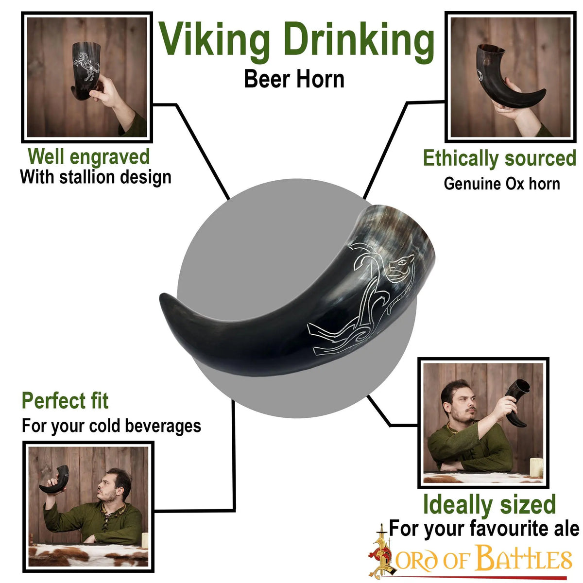 Celtic drinking horn Epona, 300-500 ml