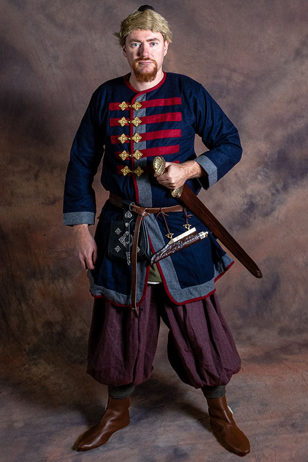 Rusvik Wikinger Hose Borys, Fischgrätmuster, Wollmix, bordeauxrot