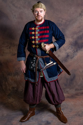 Rusvik Viking broek Borys, vissegraatmotief, wolmix, bordeauxrood