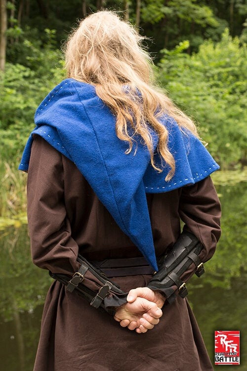 Brazales vikingos de cuero, protectores de antebrazo, negros, par