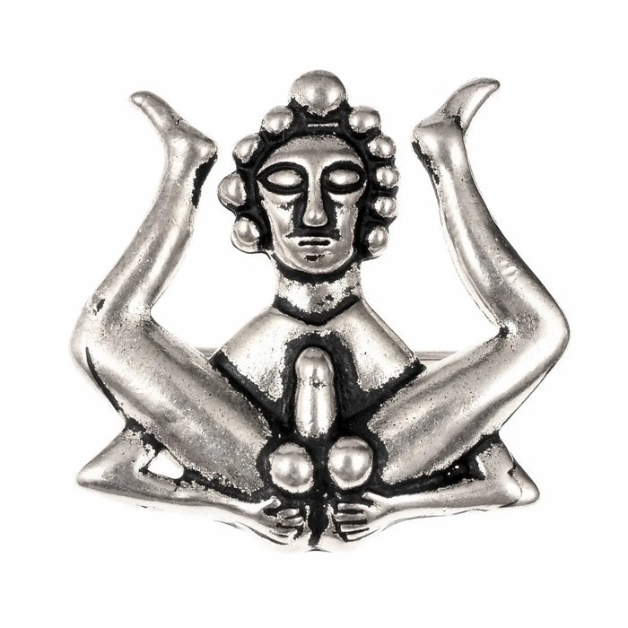 Medieval badge 'ass-showing guy', silvered bronze