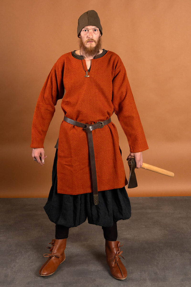 Rusvik vikingabyxor Borys, fiskbensmönster, svart grå, ullmix