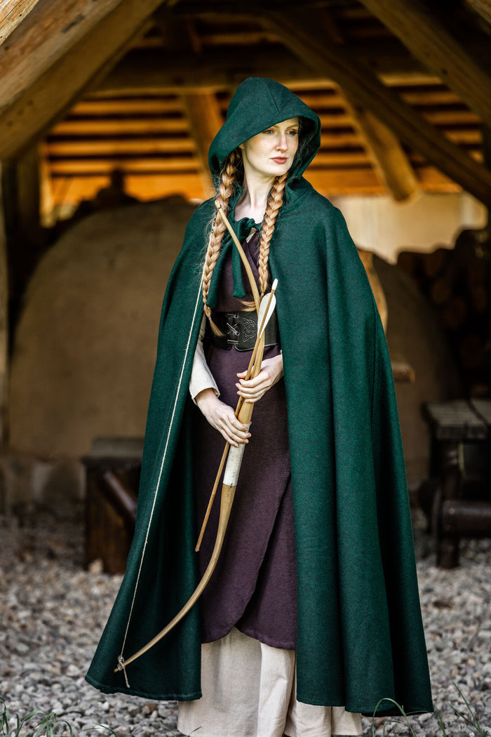 Medieval cloak Karen green, wool mix