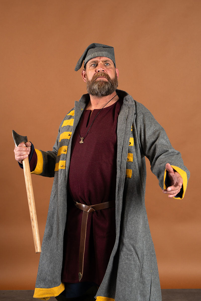 Rusvik vikingejakke Bartosz, gul/grå, uldmix