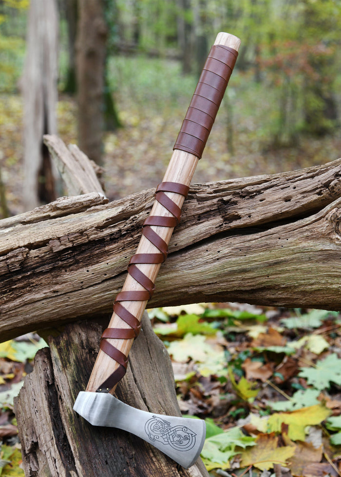 Viking bijl, type A, gegraveerd, semi-scherp
