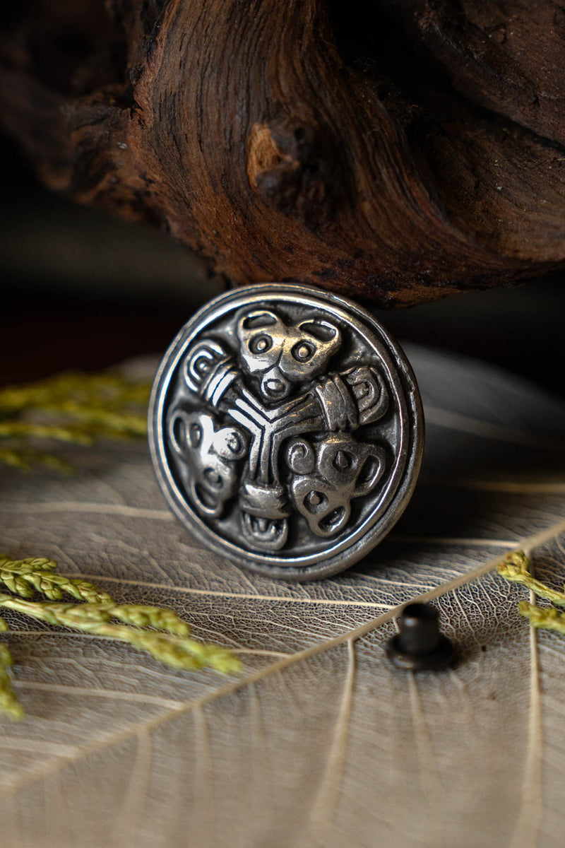 Wikinger Gürtelbeschlag Borre, Set mit 5 Stück, versilbert